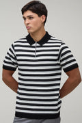 Striped Half-Zip Casual Polo