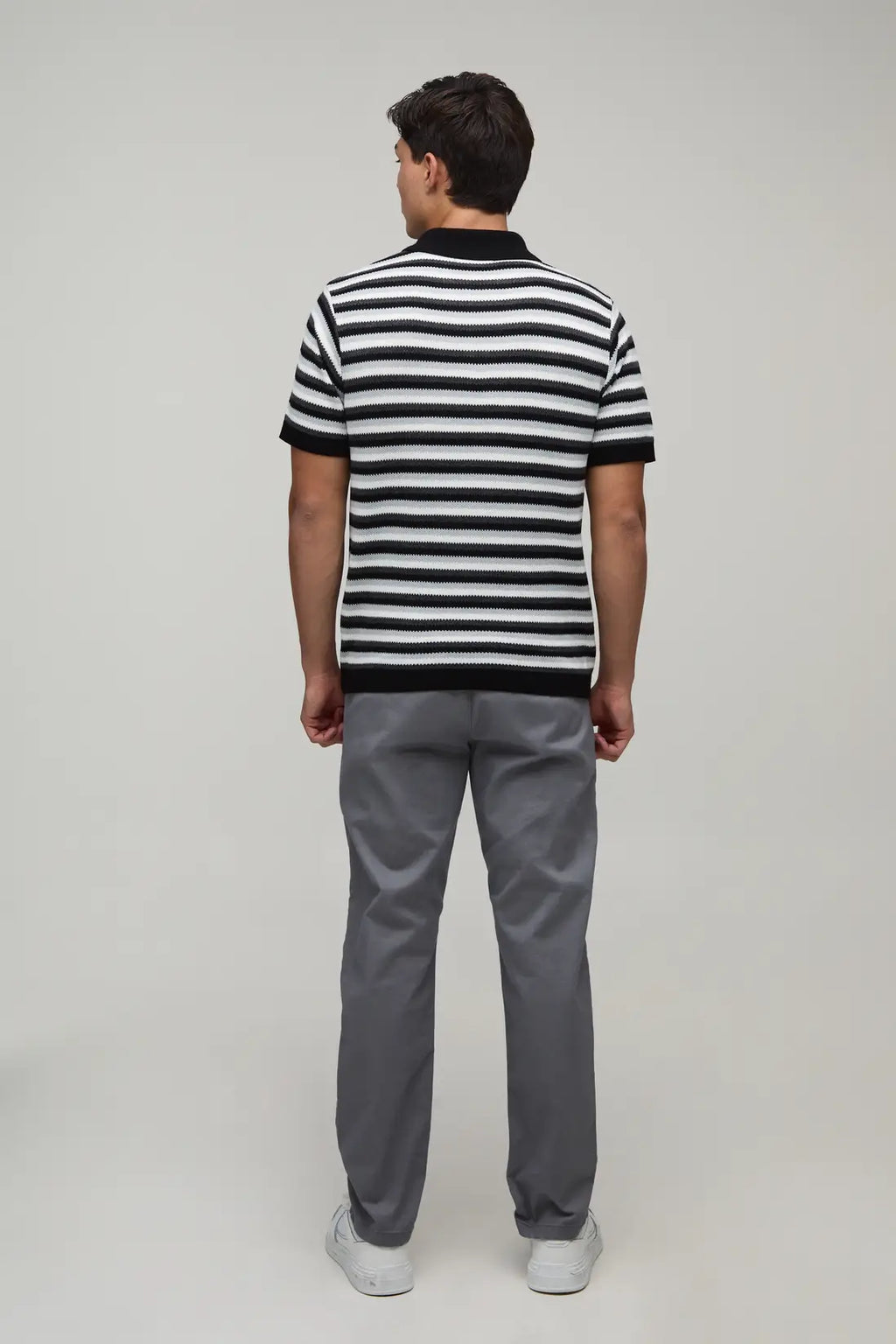 Striped Half-Zip Casual Polo